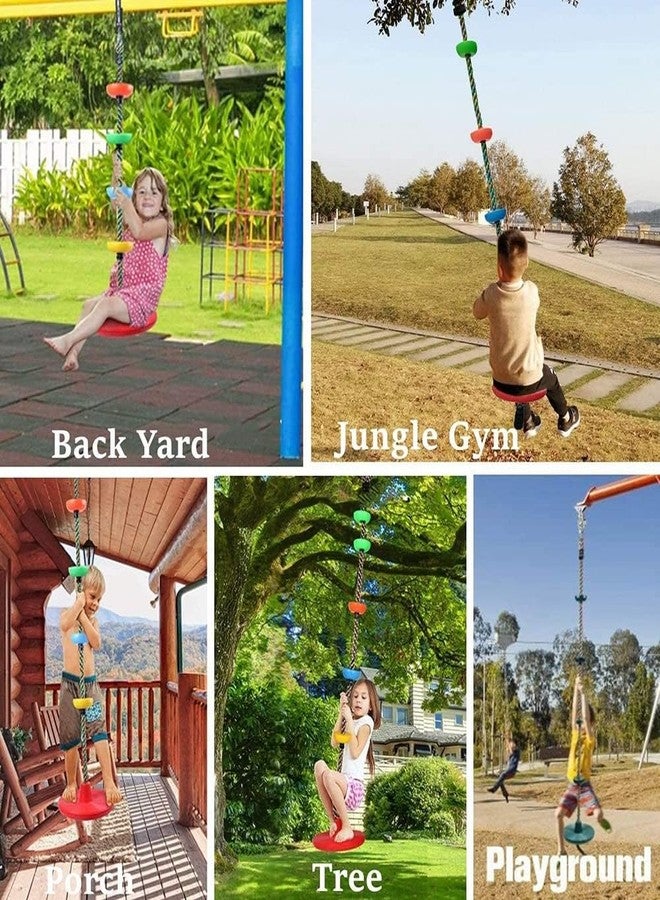 CHARMING TREASURES Platforms Disc Tree Swing Seat and Climbing Knot Rope with Carabiner Hook for Kids Outdoor Playground Set (Red with Disc) - Image 4